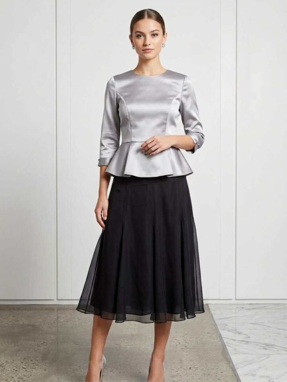 Vintage Brooks Brothers Black Silk Midi Skirt Size 10